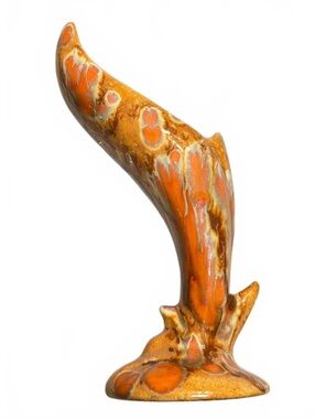 Orange Drip Glaze Ceramic Cornucopia Bud Vase